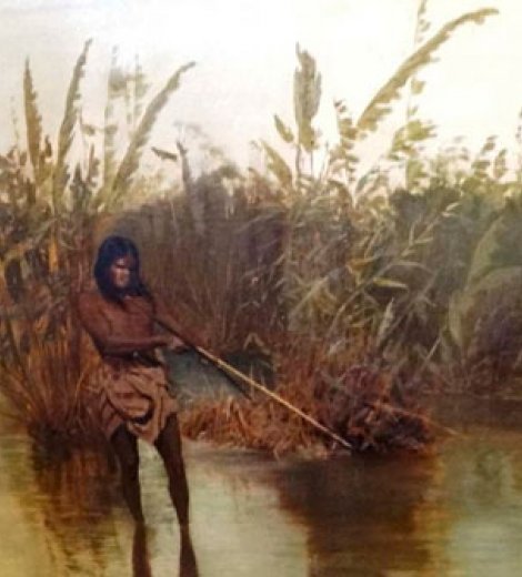 Indígena pescando