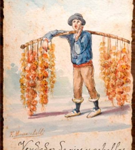 Vendedor de ajos y cebollas en 1868